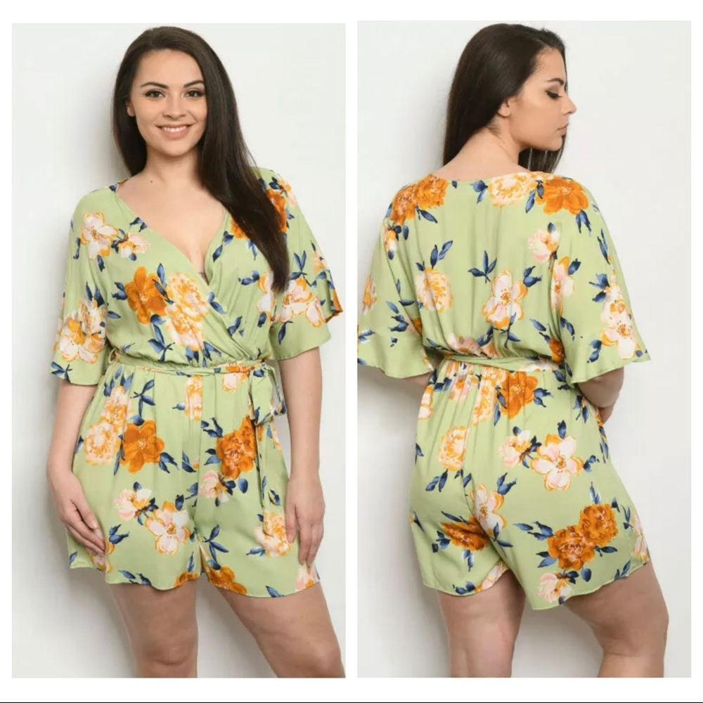 Mangosteen Floral Tie Waist Romper